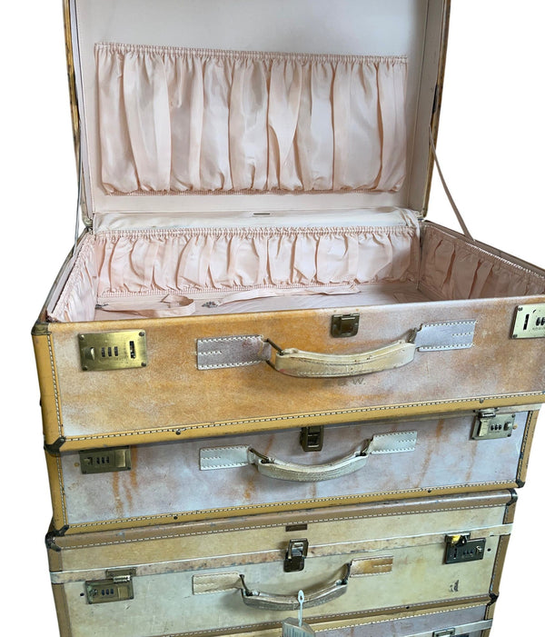 Mid-Century Set of Seven Hartmann Skymate Leather Suitcases. U.S.A.