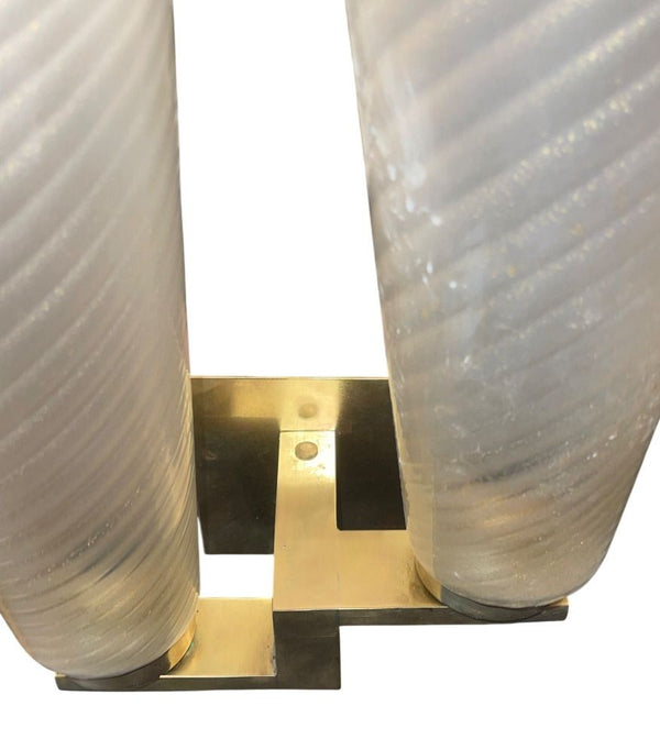 Set of Four Limited Edition Murano Glass and Brass Sconces. Italy, 1990's.