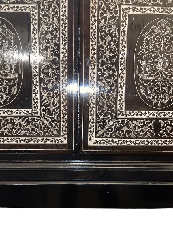 19th Century Italian Ebonized Cabinet with Inlaid Fitted Interior