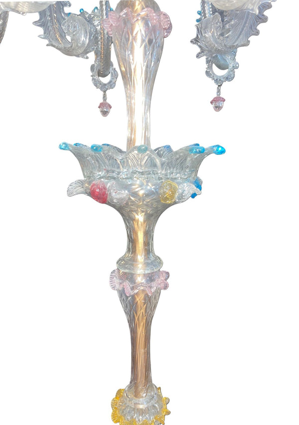 Venetian Murano Glass Floral Floor Lamp, Multicolor, Italy, 1950's.