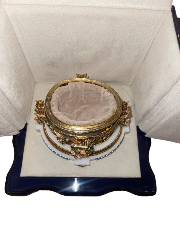 Fabergé Branded Enamel Egg, Love Trophies Design, Late 20th Century.