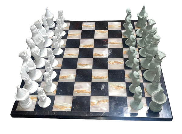 Fürstenberg Porcelain Chess Set on Marble Board, c.1947.