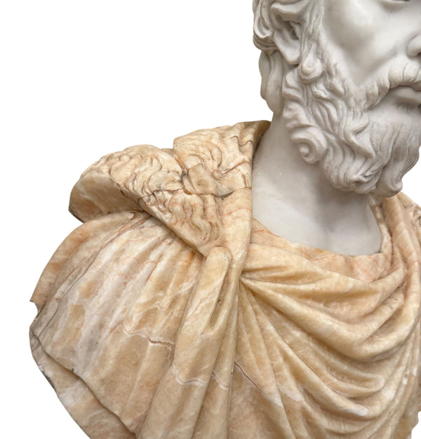 Bust of Roman Emperor Septimius Severus on Black Marble Base. Italy 20th Century