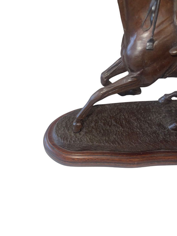 English Bronze Racehorse Sculpture Signed by Gill Parker 1984.