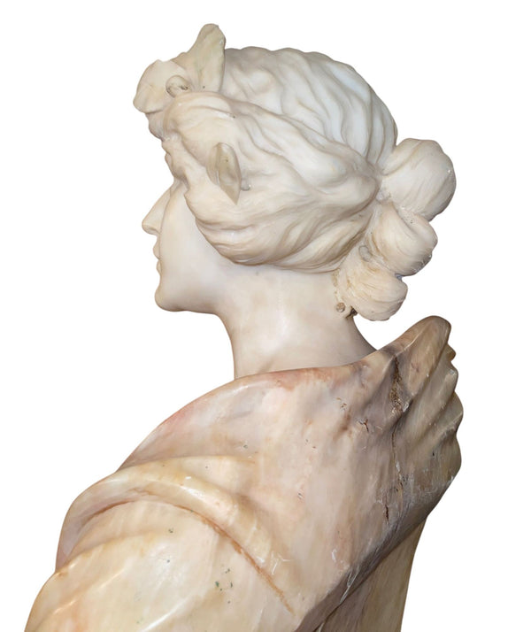 19th Century Italian Marble Bust of Sappho( Greek Lyric Poet) on Pedestal