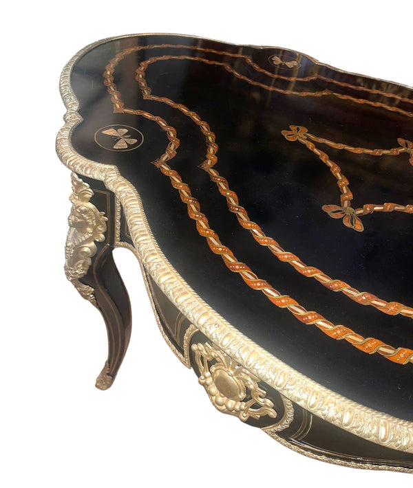 19th Century Napoleon III Ebonized Writing Desk w/ Gilt Bronze & M.O.P