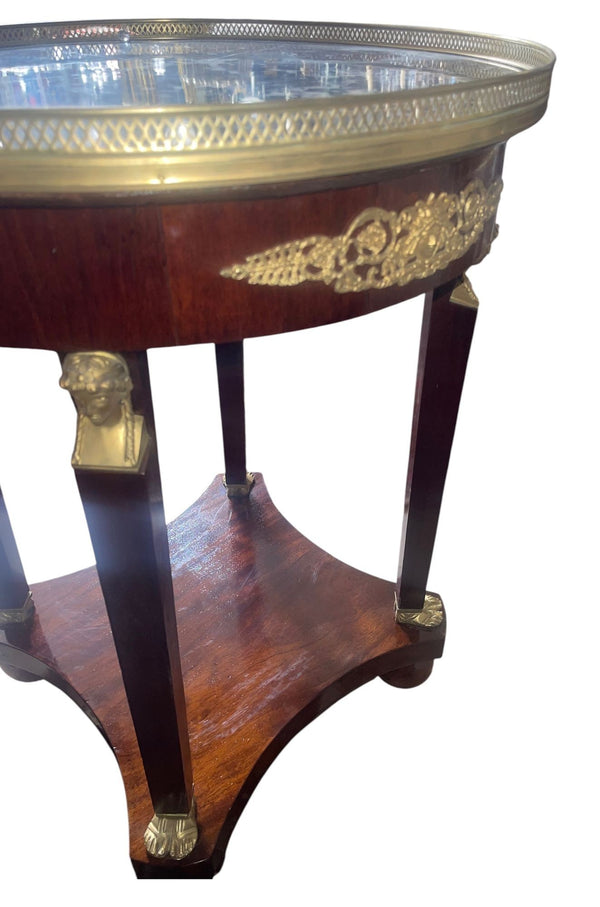 Late 19th Century French Empire Style Marble-Top Side Table with Bronze Mounts