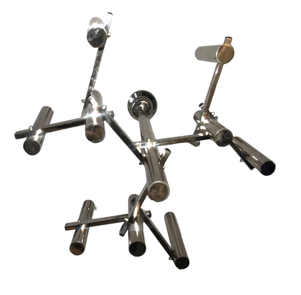 Gaetano Sciolari Chrome Tubular Chandelier. Italy, 1970's.