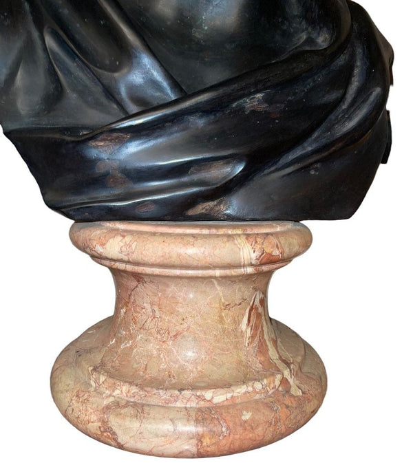 Late 19th C. Italian Bronze Busts of Heraclitus & Archytas on Marble Pedestals