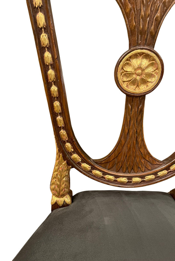 Early 19th Century Pair of Russian Neoclassical Parcel-Gilt Side Chairs