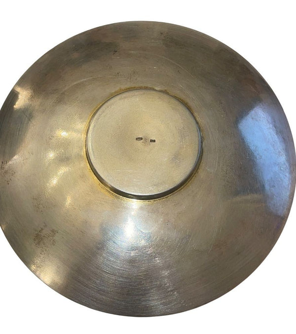 Soviet Russian 916 Silver Gilt Enamel Cup & Saucer, Leningrad. Mid-20th Century.