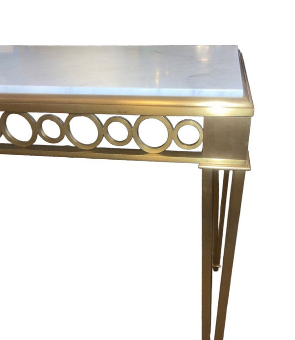Paul M. Jones Neoclassical Style Bronze & White Marble Console Table, USA, 1960s