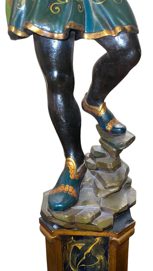 Early 20th Century Italian Pair of Polychrome Blackamoor Carved Wood Figures