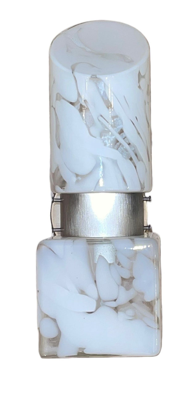 1970's Murano Art Glass Single Wall Sconce in White Mottled Glass