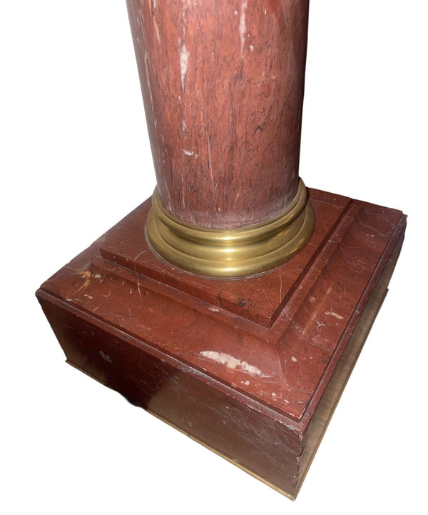 19th Century French Rouge Griotte Marble & Ormolu Pedestal Column