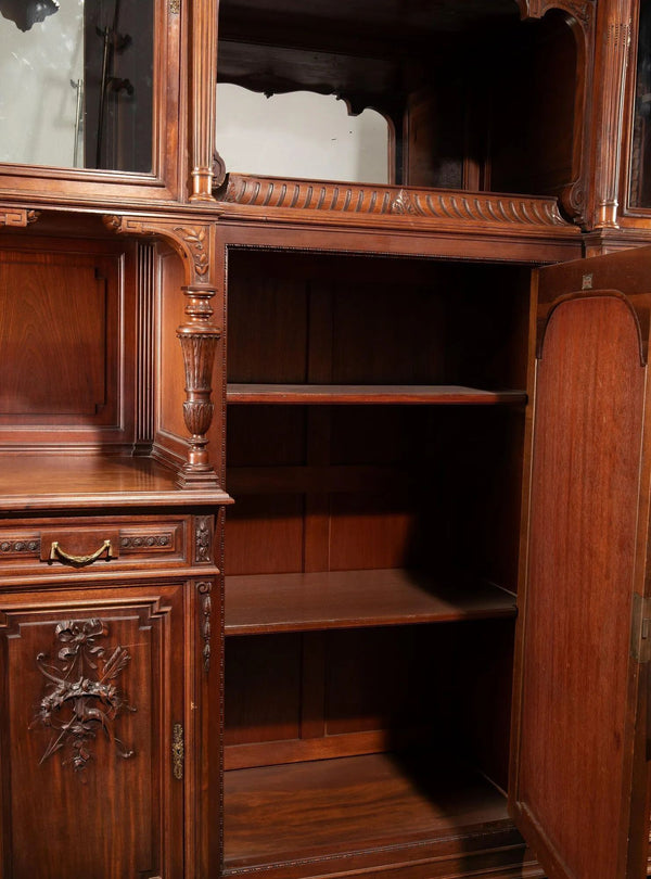 Monumental French Walnut Cabinet by Mercier Frères with Wedgwood Plaques, c.1880