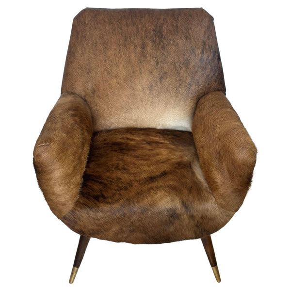 Pair of Mid-Century Italian Cowhide Chairs in the Style of Gio Ponti