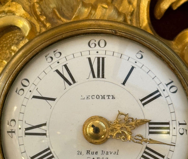 French Louis XV Style Ormolu Cartel Wall Clock by Lecomte, Paris, 19th Century.