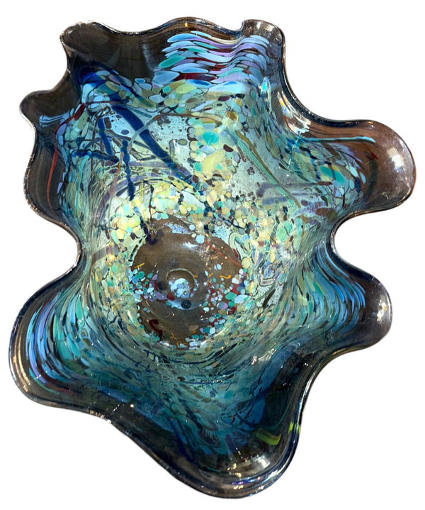 John Gerletti Signed Art Glass Centerpiece Vase, 1997, U.S.A.