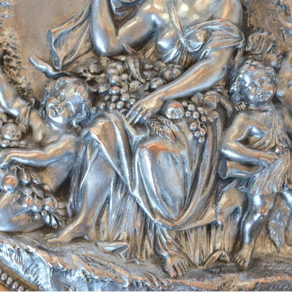 Pair of Italian Deep Relief Figural Metal Wall Plaques, Late 19th Century.