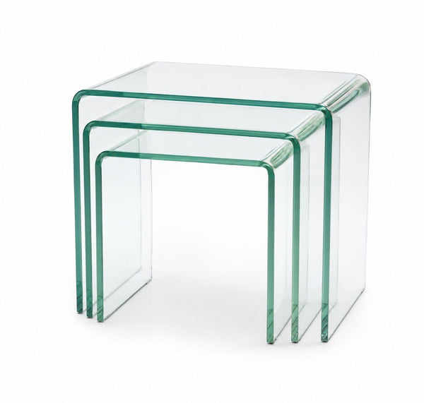 Pair of Italian Waterfall Glass Nesting Tables, 20th Century