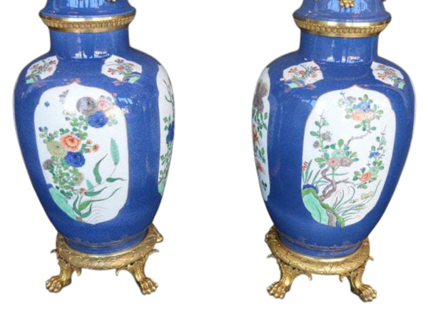 Pair of Mid-19th Century Ormolu-Mounted Chinese Export Porcelain Vases.