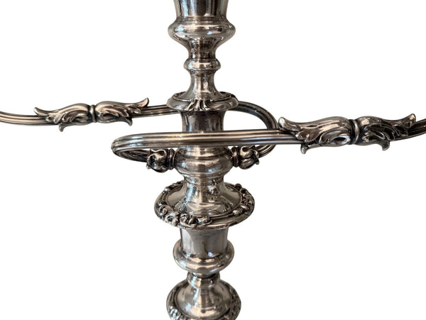 Pair of Silver Candelabras with Floral Detailing, France, Mid-20th Century.