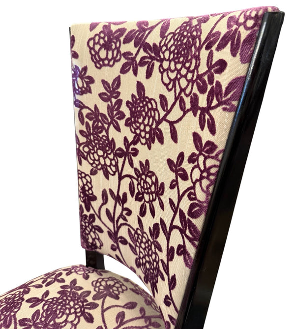 Set of Six Italian Mid-Century Dining Chairs with Floral Pattern Upholstery