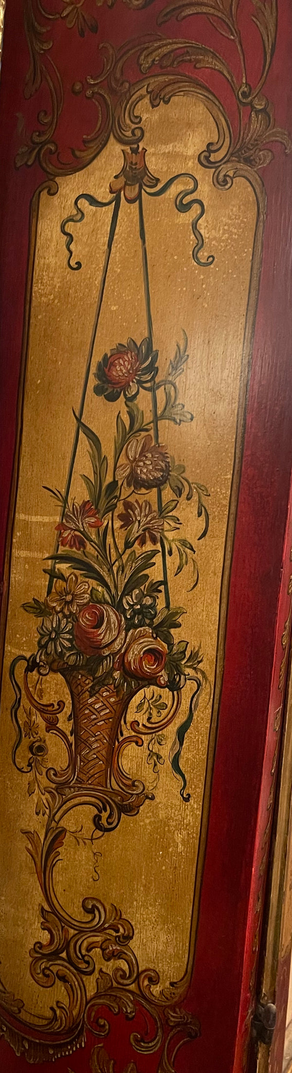 Italian Venetian Rococo-Style Painted Secretary Cabinet-Mirrored Doors, c. 1930s
