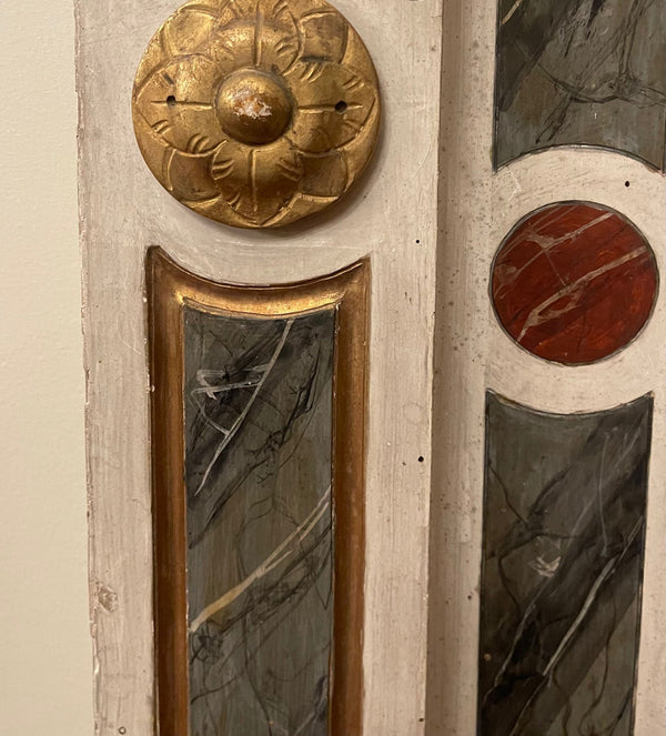 Monumental Late 18th C. Italian Venetian Mirror w/ Faux Marble & Carved Giltwood