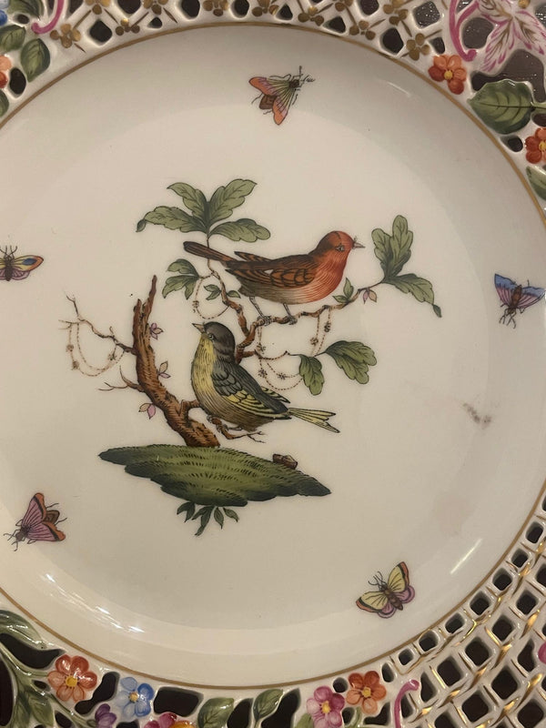 Four Herend Porcelain Reticulated Dessert Plates. Hungary, Mid-20th Century.