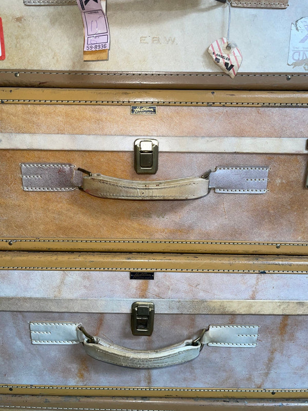 Mid-Century Set of Seven Hartmann Skymate Leather Suitcases. U.S.A.