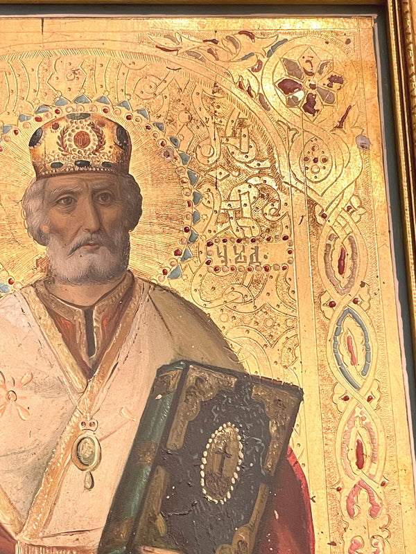 19th Century Russian Orthodox Icon of Saint Nicholas the Wonderworker