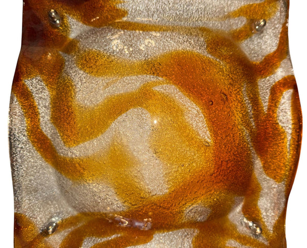 Mazzega Amber & Clear Murano Glass Wall Sconce or Flush Mount, Italy, 1970's.