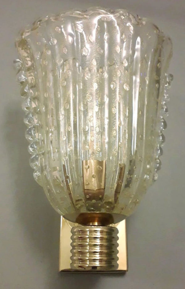 Set of Six Gold Bollicine Murano Sconces by Barovier e Toso. Italy, 1950's.