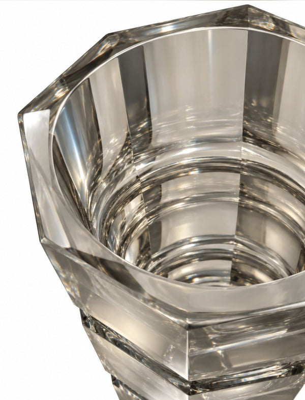 Pair of Art Deco Cut Crystal Vases in the Manner of Josef Hoffmann for Moser.