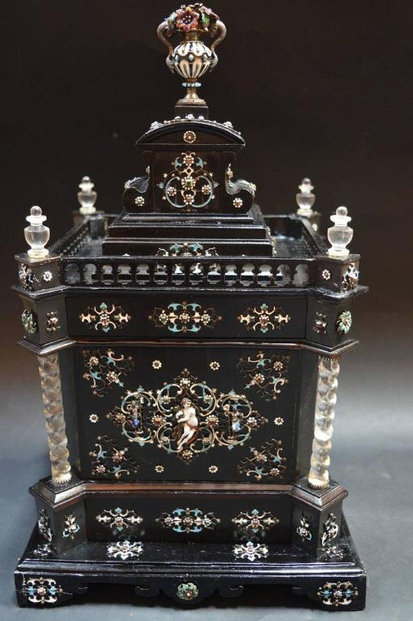 19th Century Austrian Ebony Jewelry Box by Hermann Ratzersdorfer.