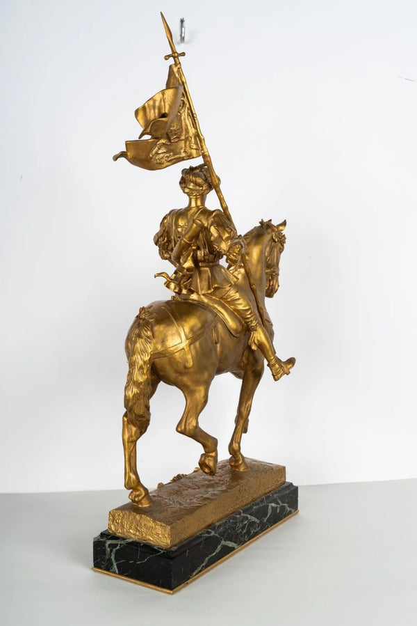 French 19th Century Gilt Bronze & Marble Sculpture by Emmanuel Frémiet