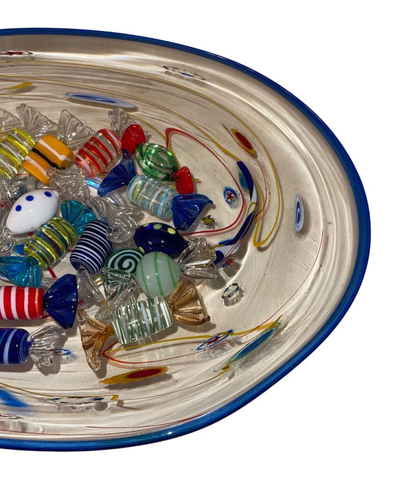 1970's Ursa Major France Millefiori Plate with Italian Murano Glass Candies.