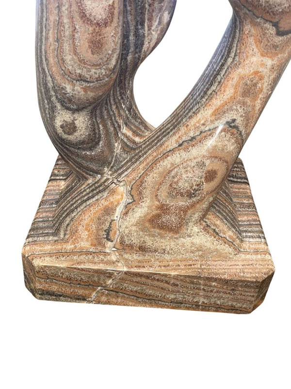 Large Mid-Century Carved Rainbow Onyx Hand Sculpture