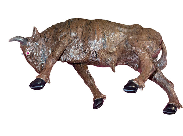 Manfred Gettman Attrib. Brown & Black Obsidian Bull Sculpture. Germany, 20th C.