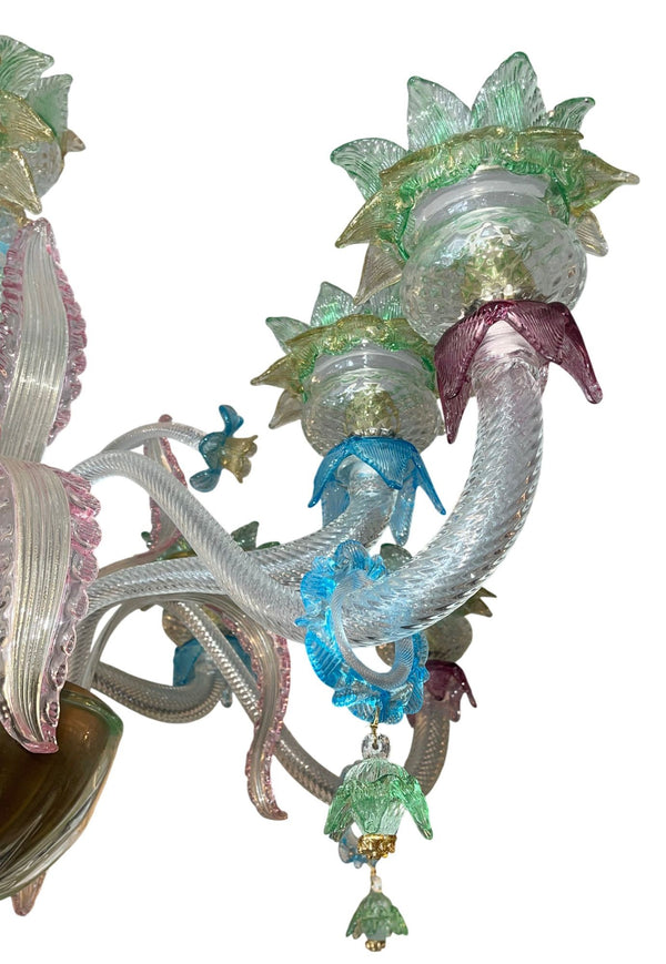 Italian Murano Glass Multi-Color Floral Chandelier