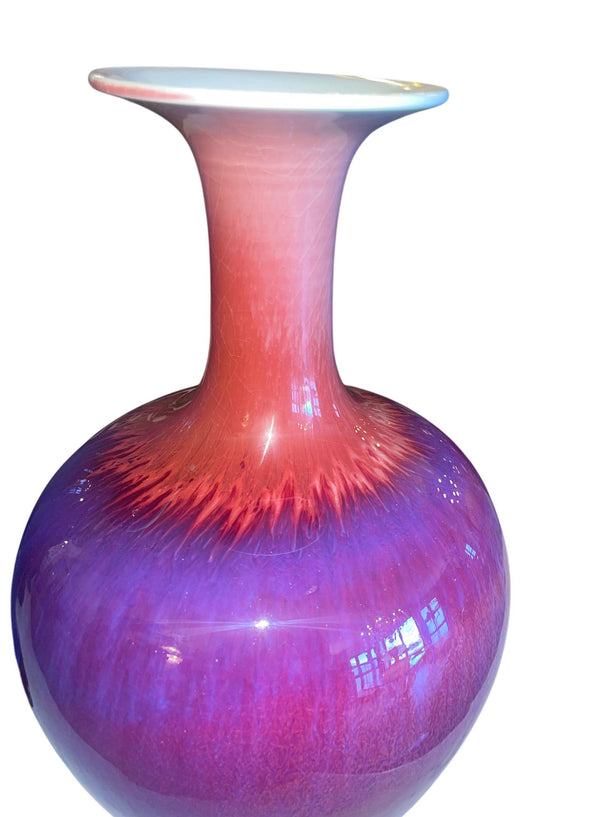 20th Century Set of Three Chinese Flambé Glazed Porcelain Vases