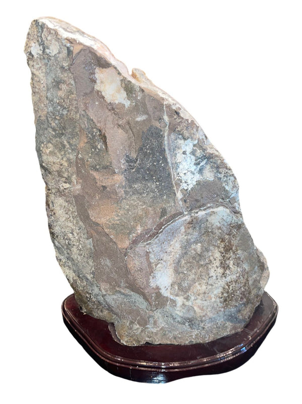 Large Natural Citrine Quartz Crystal Specimen on Wooden Base-Brazil 20th Century