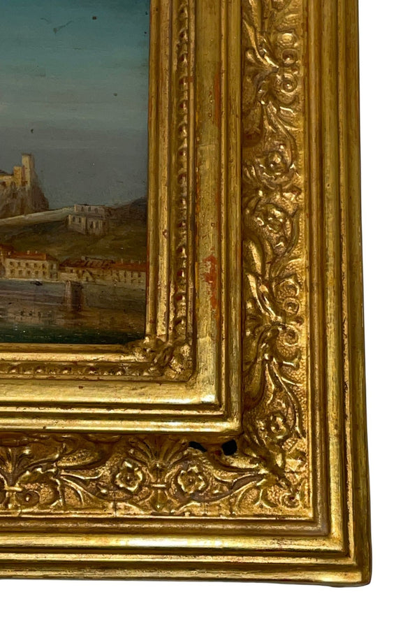 Late 19th Century Pair of European Castle Landscape Paintings by M. Day