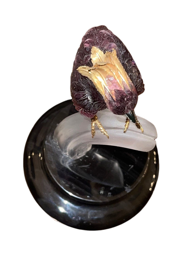 Rubellite Tourmaline Cockatoo Sculpture by Manfred Wild for Emil Becker. Germany