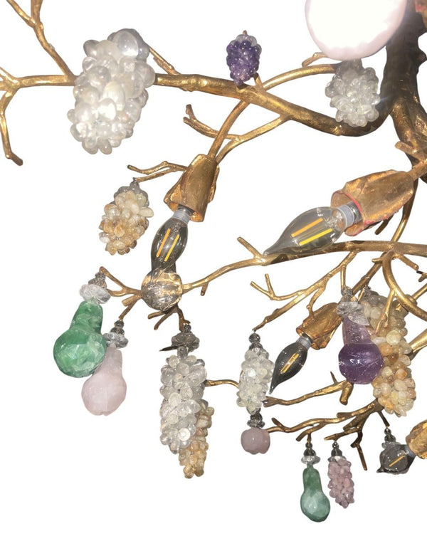 Pegaso Gallery Design “Tree of Life” Chandelier with Semi-Precious Stone Fruits