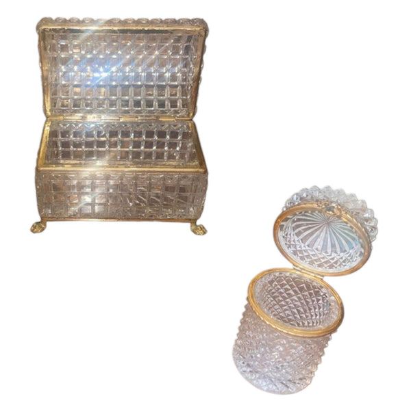 Set of Three Baccarat Crystal Jewelry Caskets, France, Late 19th Century.