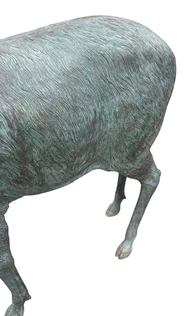 Pair of Monumental Bronze Stag and Doe Sculptures by Lake Geneva Studios