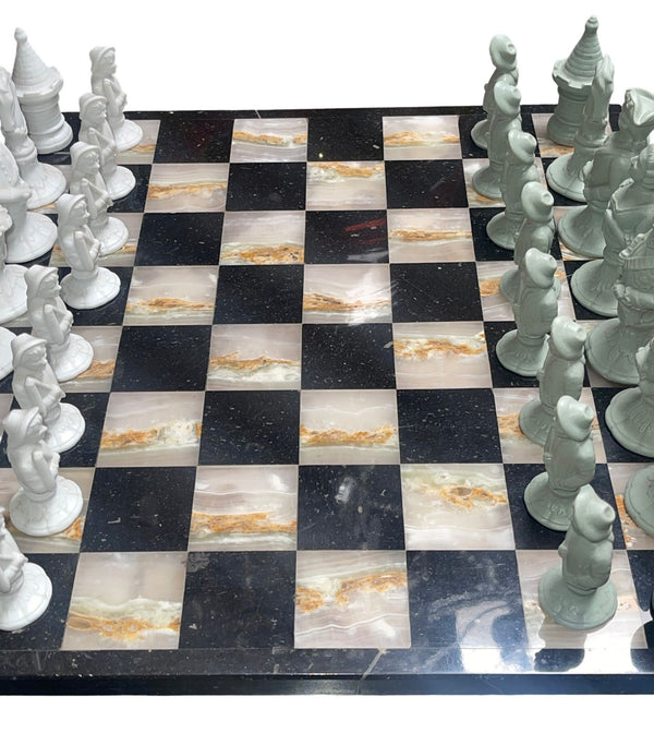Fürstenberg Porcelain Chess Set on Marble Board, c.1947.